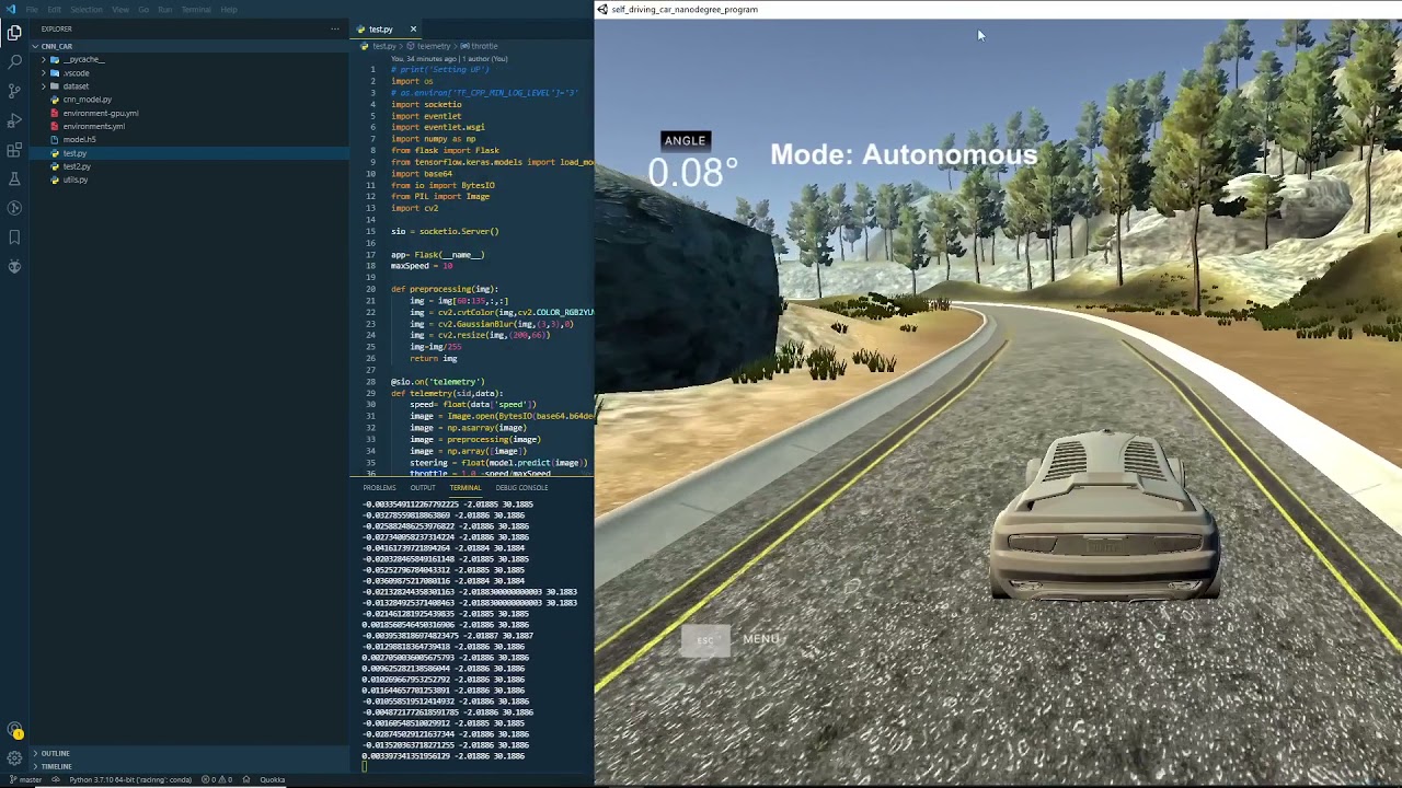 Simulation self driving car | Using CNN - YouTube