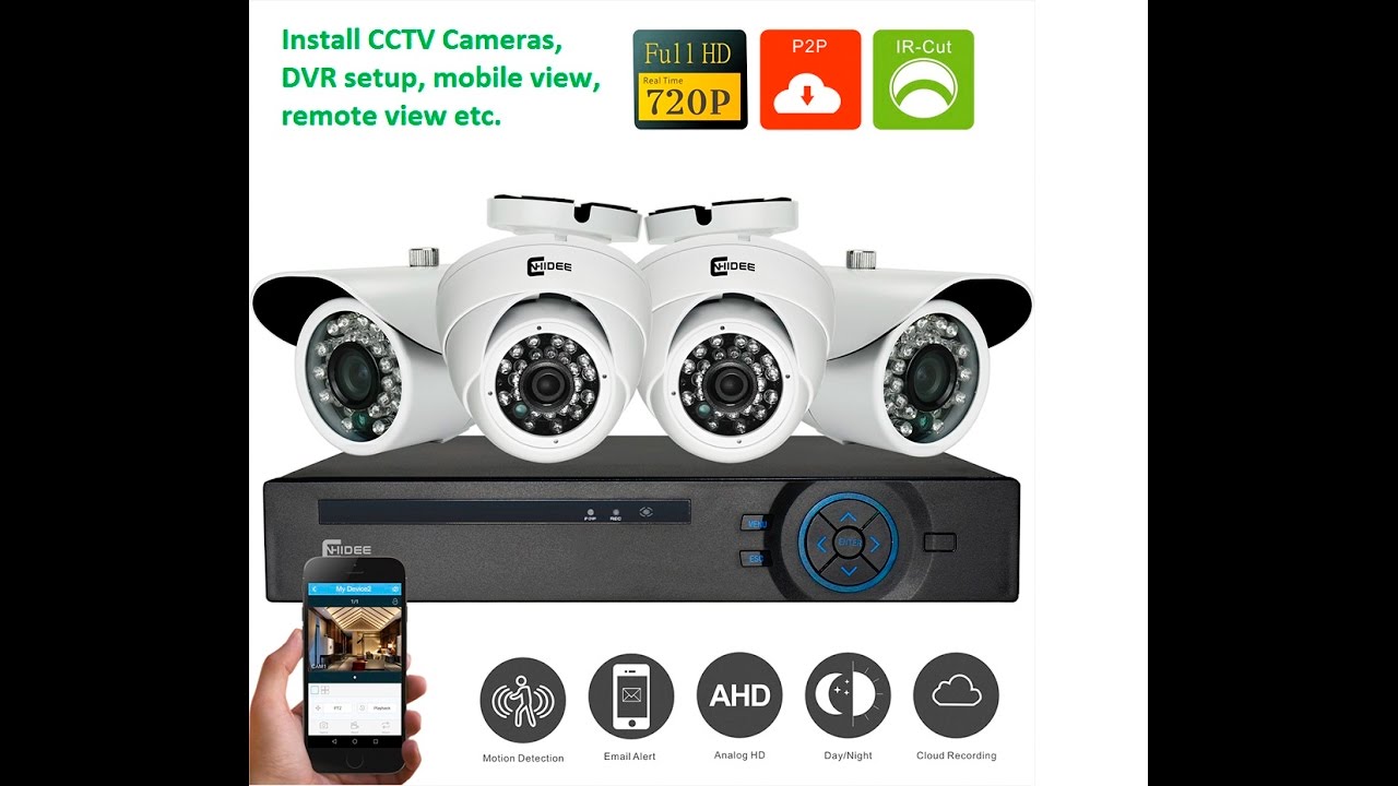 Install CCTV Cameras, DVR Setup, Mobile view, Remote view etc. - YouTube