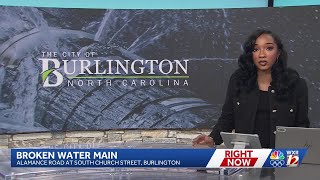 Water main break in Burlington