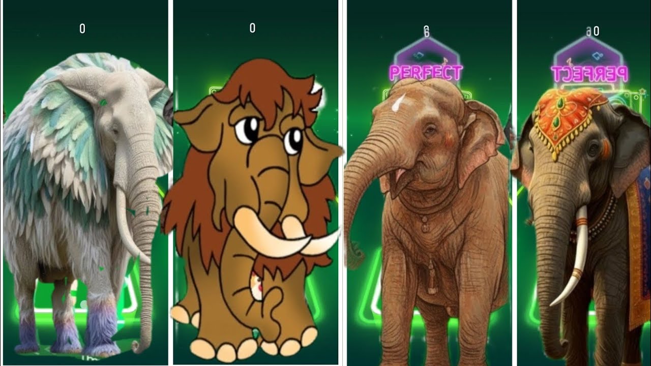 Tiles Hop - Mammoth🆚 Elephant 🆚 Funny Mammoth 🆚 Funny Elephant  🎶 Tiles Hop EDM Rush