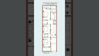 19X60 Simple 3Bhk House Plan Design