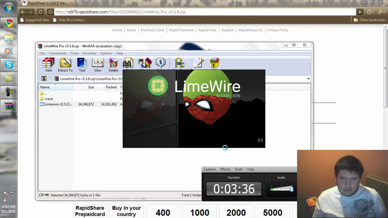 How to get Limewire 5.5.8 PRO (08/01/2010) For FREE! (HD 720p)