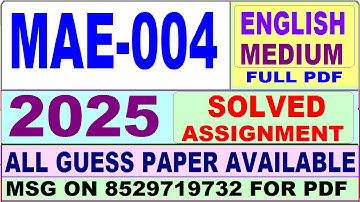 MAE 004 solved assignment 2025 in English || mae 004 solved assignment 2025 || ignou mae004 2024-25
