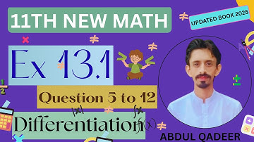11 class math 13.1 Question 5 to 12 || first year ch#13 differentiation easy method