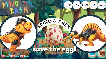 Dino Bash: Spino & T Rex VS caveman, catapult