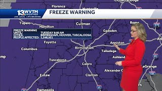 Freeze Warning and Frost advisory is in effect for Central Alabama