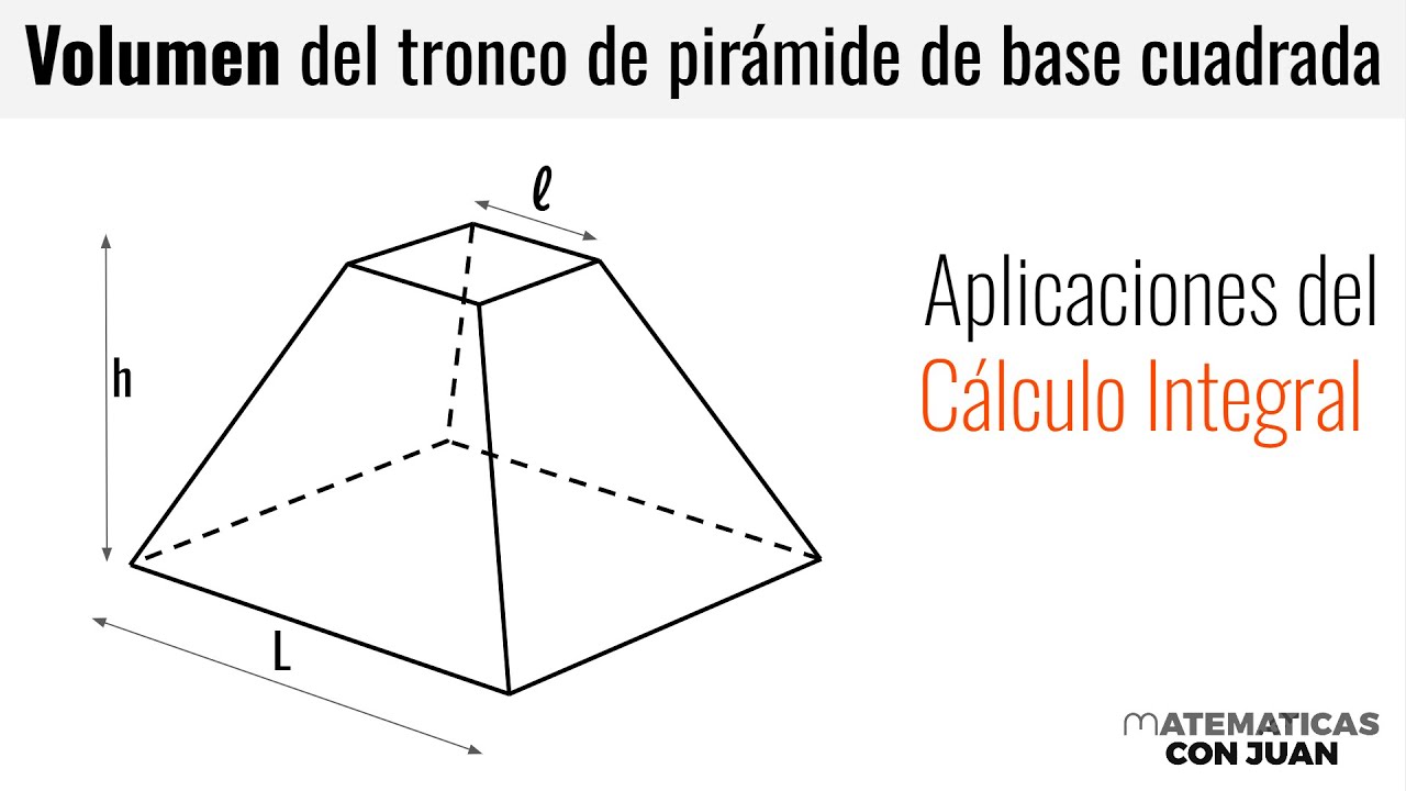 VOLUMEN DE UN TRONCO DE PIRÁMIDE DE BASES CUADRADAS. Deducción de la fórmula. Integración ∫