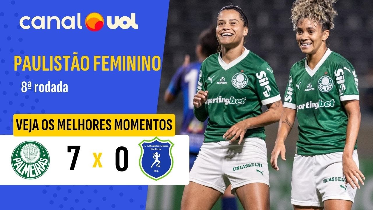 PALMEIRAS GOLEIA REALIDADE JOVEM POR 7 A 0 E ASSUME A VICE-LIDERANÇA DO PAULISTÃO FEMININO