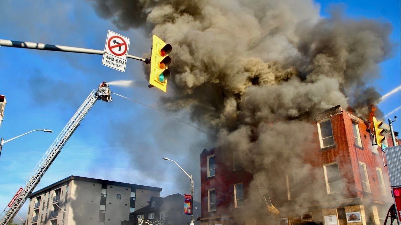 Commercial Fire: Wyandotte and Parent, 3rd alarm Defensive Operations - Windsor Fire on scene