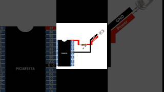 Connecting an LED with a PIC16F877A microcontroller.