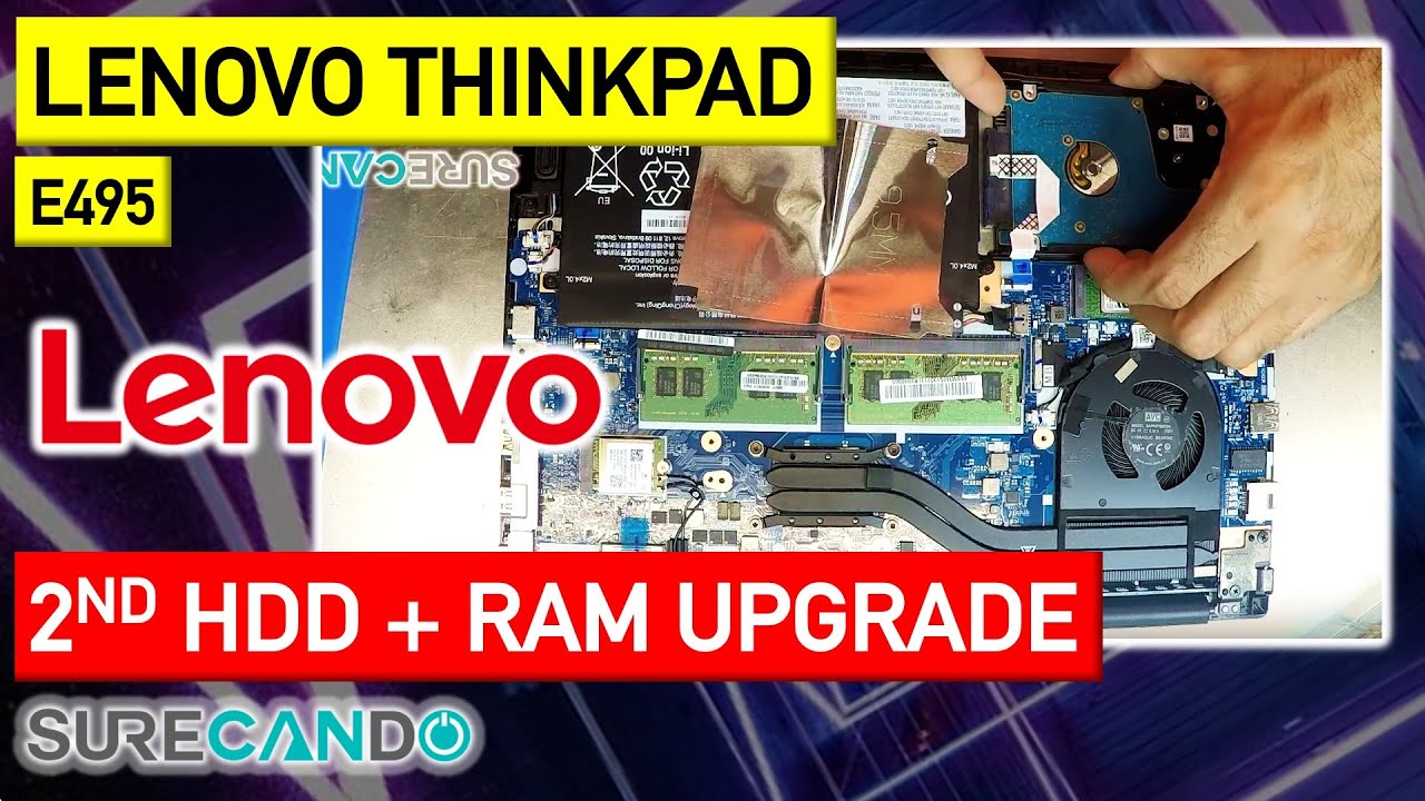 Lenovo ThinkPad E495 20NE Install 2nd Hard Drive RAM Upgrade