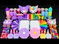 Rainbow and Purple Sanrio Collection Slime🌈 Mixing Eyeshadow Into Slime ASMR ✨ Relaxing With Videos