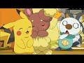 Oshawott is shocked  buneary love pikachu  piplup is laughing on oshawott