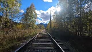 Walk Along the Railway in the Siberian Outback. Tram in the Village. Russia 2022.10.07 [4K]