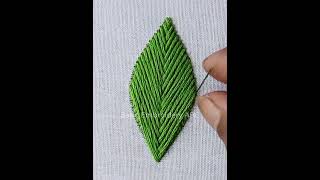 🍃Hand embroidery leaf doodles how to do basic fishbone stitches  #embroidery