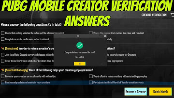 How to become a WOW Creator in PUBG MOBILE - All Correct Answers