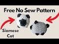 Easy no sew crochet siamese cat tutorial free pattern