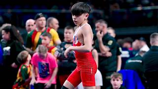 U13 Jameson Upex (GBR) vs Maksims Nalivaiko (LAT) 32kg. Freestyle boys youth wrestling tournament.