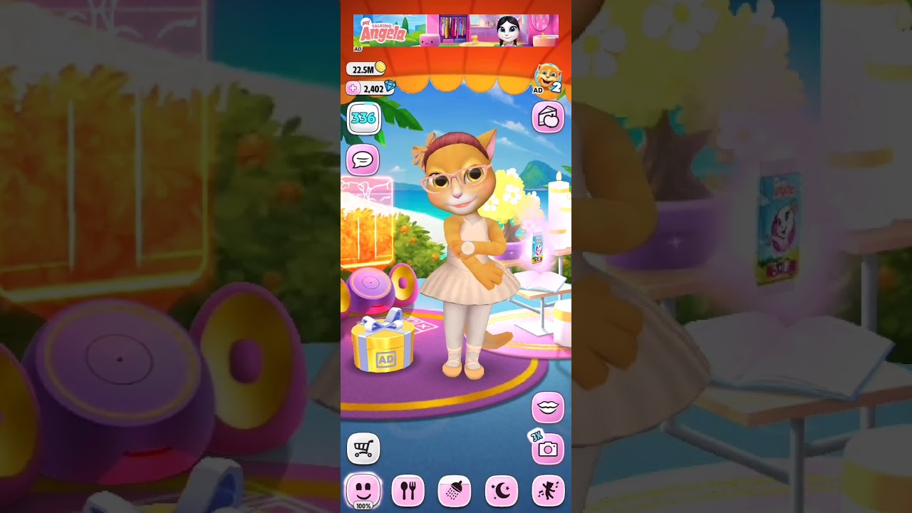 My Talking Angela is an Orange Ballerina Girl (Light Orange Chic Glasses)