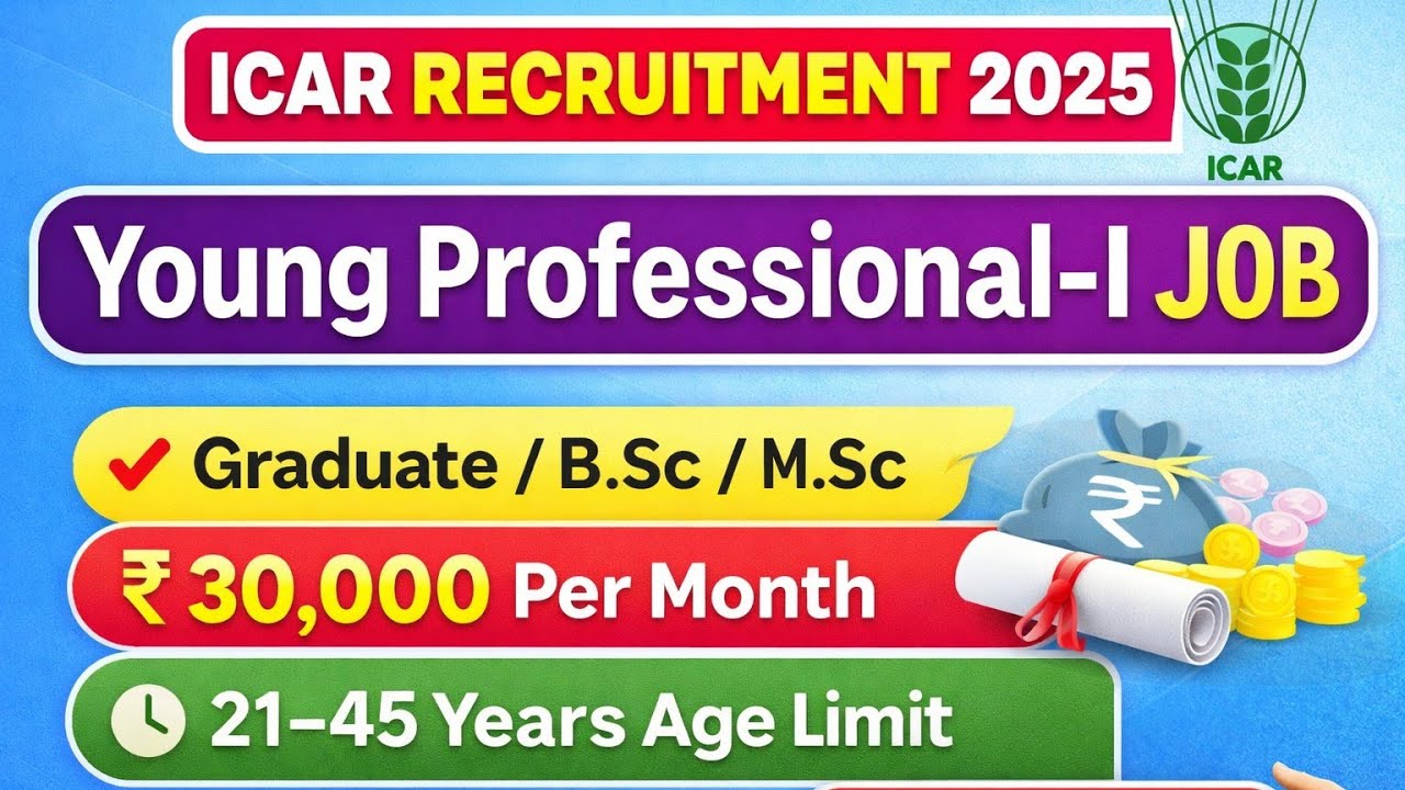 ICAR Recruitment 2025 | Young Professional-I Vacancy 🌾