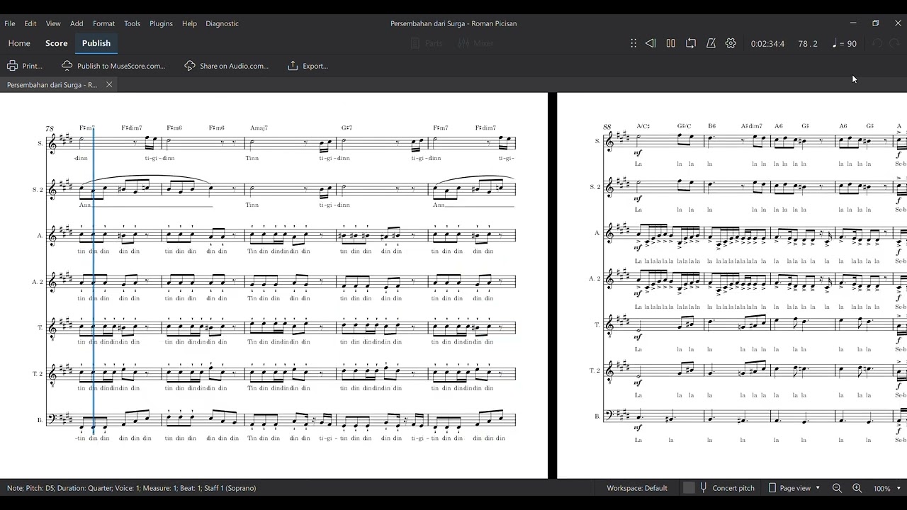 Persembahan Dari Surga  / Roman Picisan  - Choral Arrangement with Musescore 4