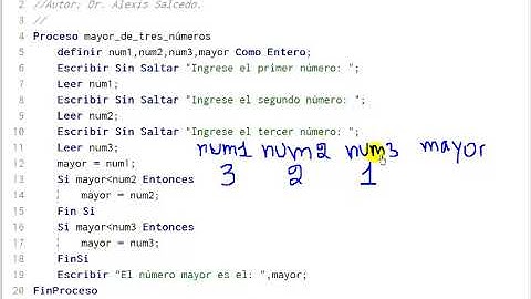 PSeInt - Programa que determina el mayor de tres números enteros.