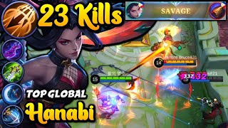 23 KILLS + SAVAGE!! HANABI with INSPIRE is so POWERFUL! | Best Build Top 1 Global Hanabi