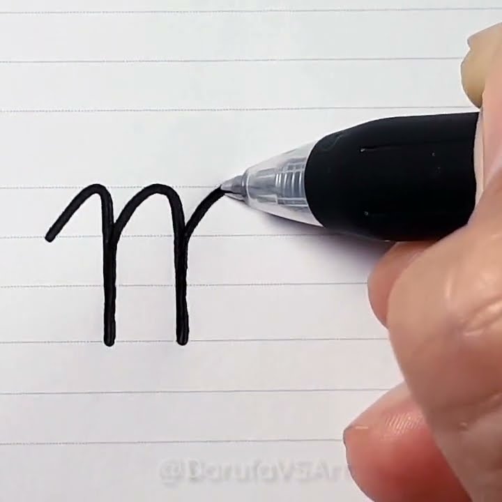 Letter M in Cursive Handwriting | Indonesian Cursive Writing Style