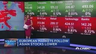 European markets follow Asian stocks lower