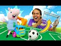 George Pig no Duelo de Futebol: Contra a Escavadeira! Vídeo Infantil