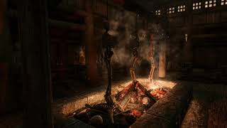 Skeletons Over The Fire — Skyrim Village Ambience & ASMR (Soft Guitar & Crackling Fire) screenshot 4
