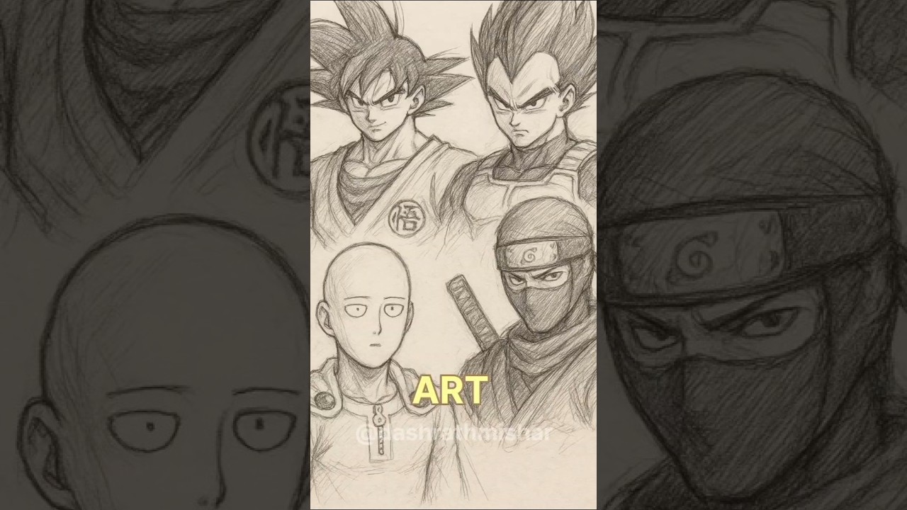 Epic Anime Sketch Drawing | Goku, Saitama, Vegeta & Ninja Art by Dashrath