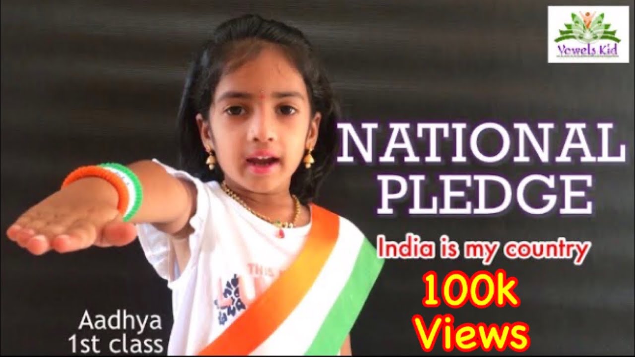 The Indian National Pledge with action and lyrics  India is my country  School prayer  VOWELS KID