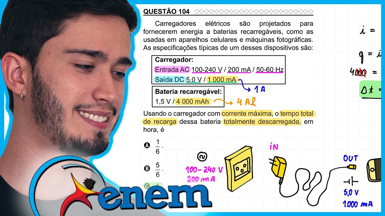 ENEM 2022 PPL - Carregadores elétricos são projetados para fornecerem energia a baterias recarregáve