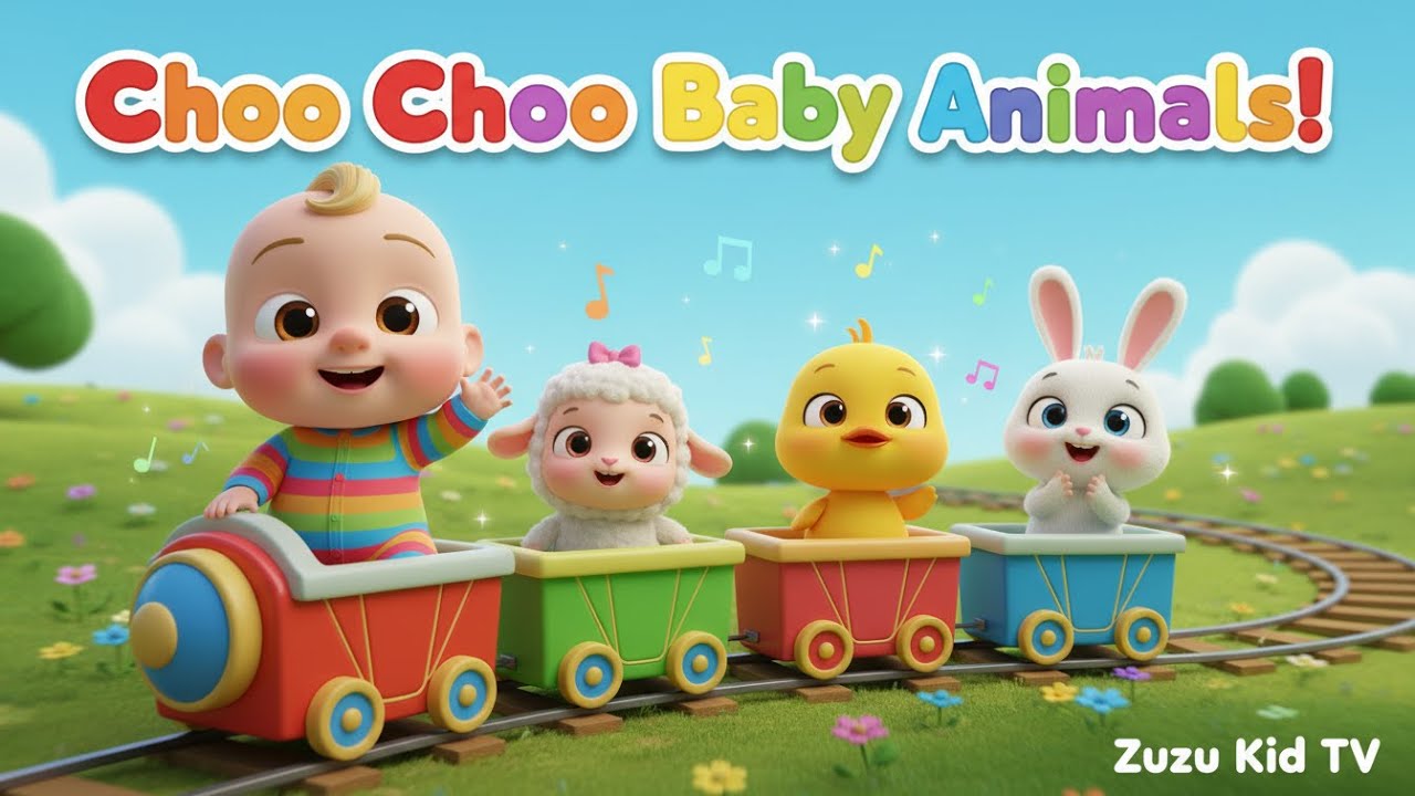 Train Choo Choo Crying Baby Animals – Nursery Rhyme, Animal Sounds, and Caring Learning with Zuzu