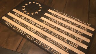Wooden Flag Build with Betsy Ross Union and Pledge of Allegience