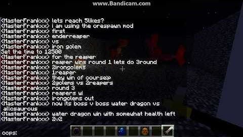 Minecraft mob battle water dragon vs ender reaper vs allosaurous vs iron golem