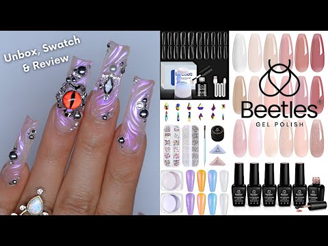 Trying BEETLES Jelly Gels, Chrome Powder, Square Full Covers, Bling & More! Glamorous Demon Nails! - video from Madam Glam