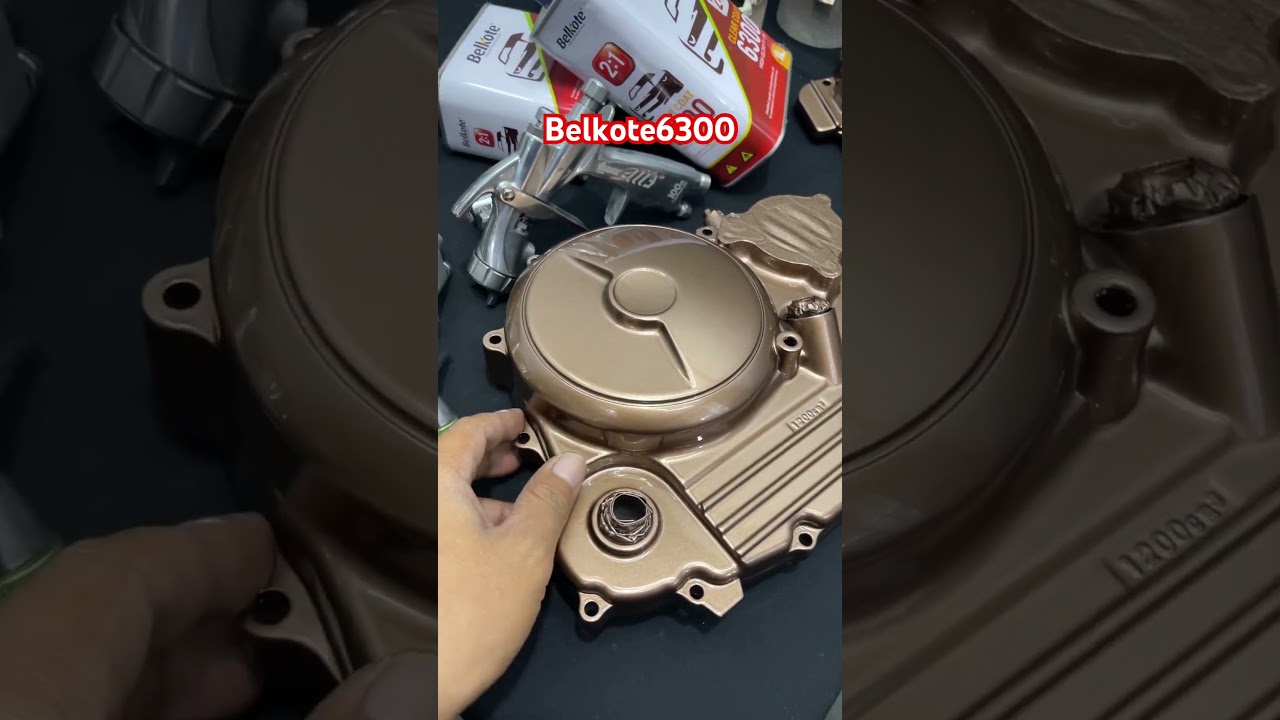 Hasil clear coat belkote6300 di cover engine scorpio 
