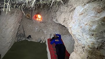 Digging a Warm Winter Shelter Inside a Hill | Hidden Survival Hideout with Fireplace