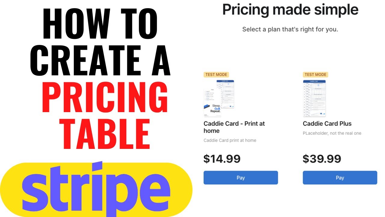 HOW TO CREATE A PRICING TABLE ON STRIPE - YouTube