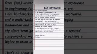 self introduction in english