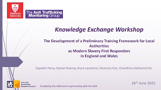 Webinar: Developing a Training Framework for Local Authorities as Modern Slavery First Responders