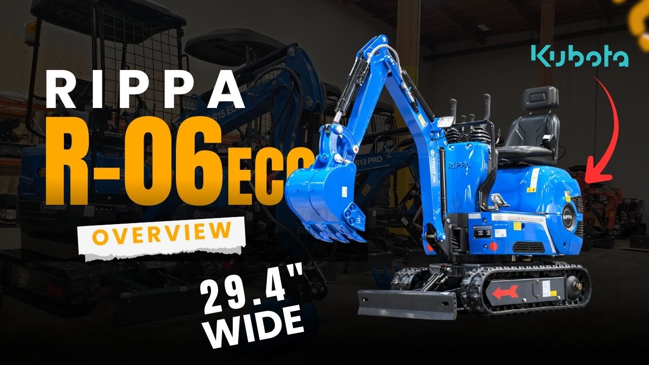 Rippa R06 Excavator for Greenhouses/Indoor EXTRA narrow - Kubota diesel | Smooth operation