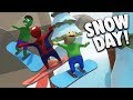 Baldi, Spiderman, and Hulk Go SNOWBOARDING?! | Human Fall Flat