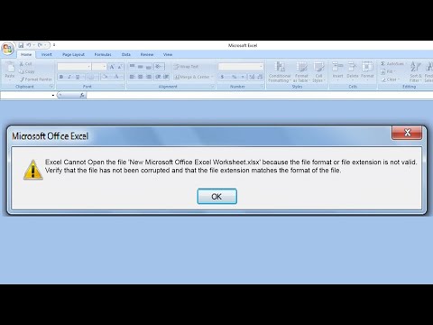 How to Fix excel cannot open the file .... because the file format or file extension is not valid.