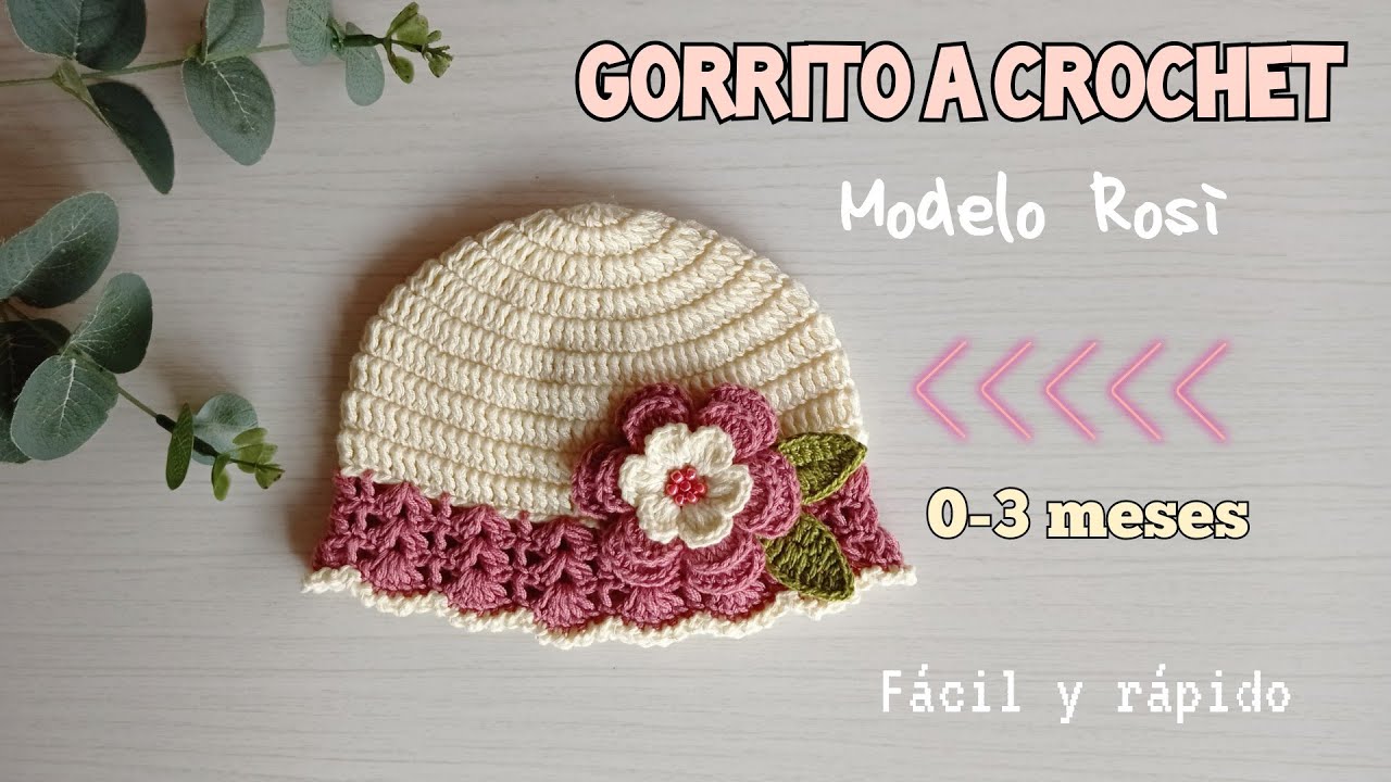 gorrito a crochet| 0-3 meses | de puntos básicos| modelo Rosi 🌸