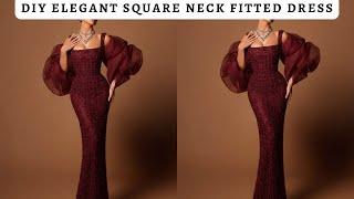 HOW TO DRAFT A SQUARE NECK FITTED MERMAID DRESS STEP BY STEP | Pattern Drafting Tutorial 