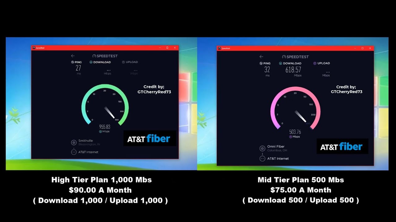 AT&T Fiber 1,000 vs AT&T Fiber 500 Speed Test Comparison [ Full HD 60Hz