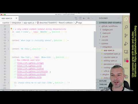 Running tests and suites of tests using cypress-grep